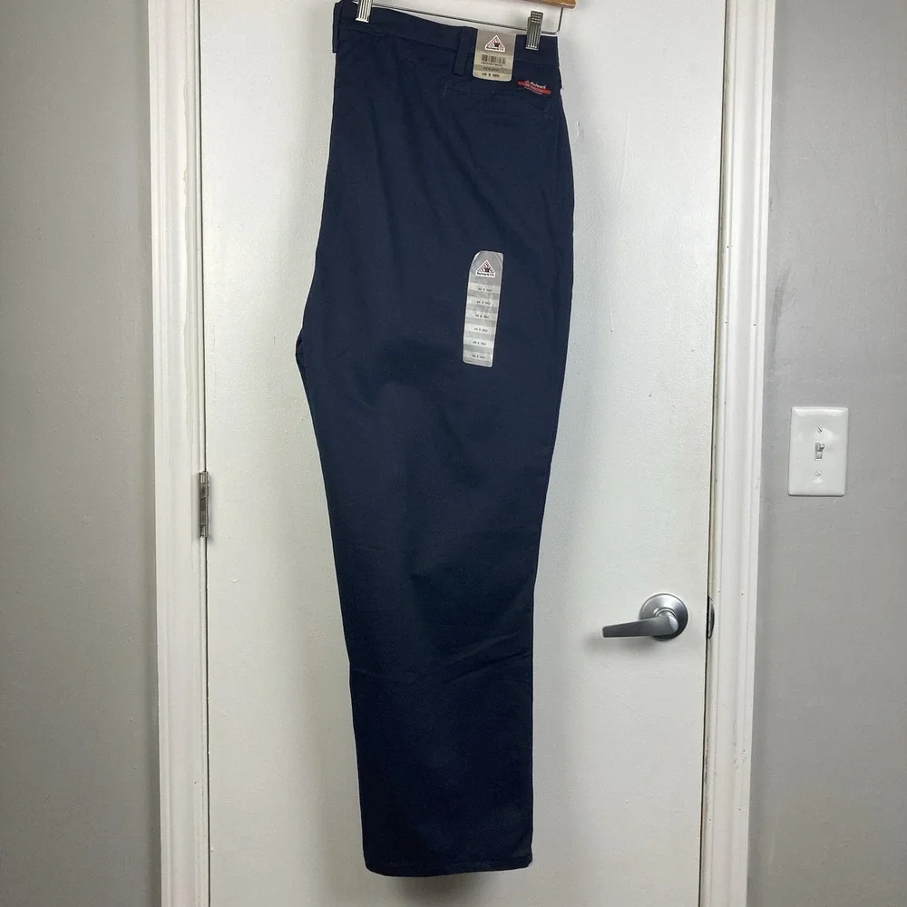 NWT Bulwark FR Navy Blue Utility Work Pants PEW2NV1 CAT2 2112 sz 48x36U Unhemmed